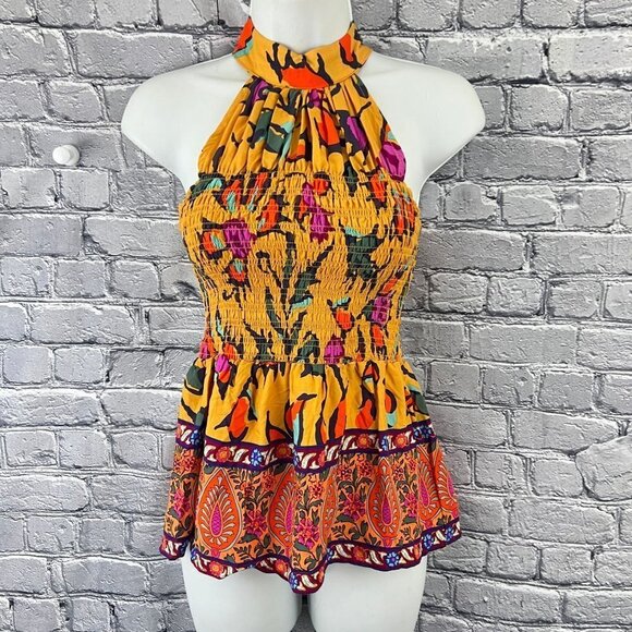 Haute Hippie High Neck Smocked Tank Halter Top Size XS - Picture 4 of 8